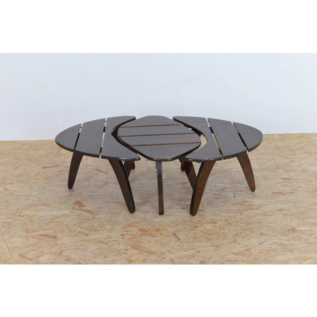 Brown Mid-Century Kidney Club Tables, Set of 3 For Sale - Image 8 of 9