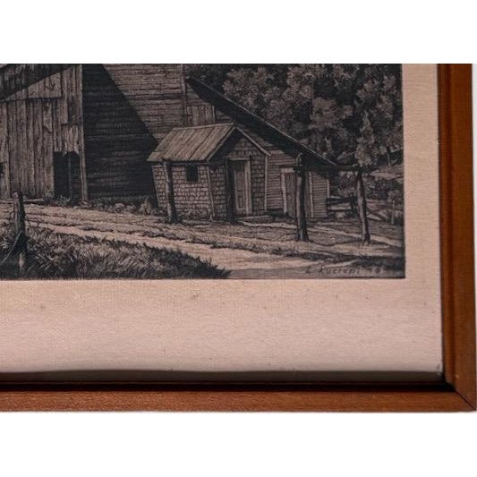 Vintage Luigi Lucioni Hand-Signed Fine Art Etching New England Regionalist Landscape Weathered Vermont Barn Custom Framed For Sale - Image 11 of 12