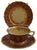 Vintage 1930s Cranberry red and Ivory tea cup and saucer set with matching desert plate encrusted with gold. This listing...