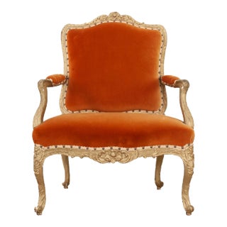 French 19th Century Louis XV Style Painted Fauteuil For Sale