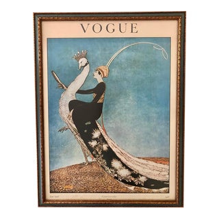 1970s "Woman Riding Peacock - Vogue Conde Naste 1918" Art Deco Poster, Framed For Sale