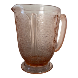 1930s Jeannette Cherry Blossom Pink Depression Glass 36 Oz Pitcher 7" High