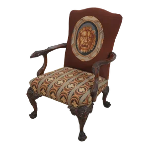 Outstanding Georgian Needlepoint Paw Foot Open Armchair