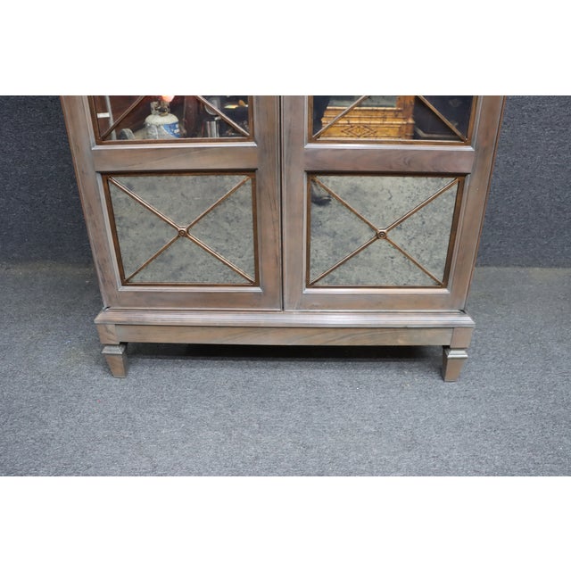 Harden Director Style Cherry Armoire With Smoked Mirror Glass Doors For Sale - Image 11 of 17