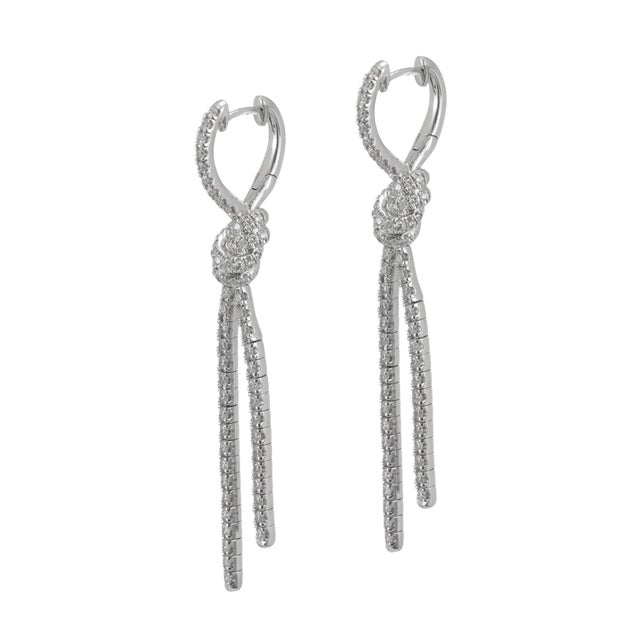 Modern Kwiat Entwine Collection Platinum 2.05ctw Pave Diamond Knotted Drop Earrings, Pair For Sale - Image 3 of 7