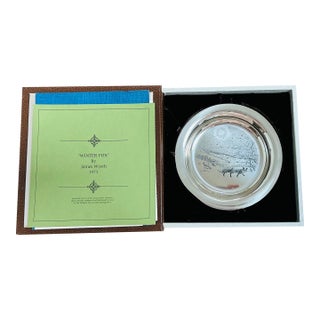 1973 Winter Fox Plate by James Wyeth "Sterling Silver" Franklin Mint For Sale