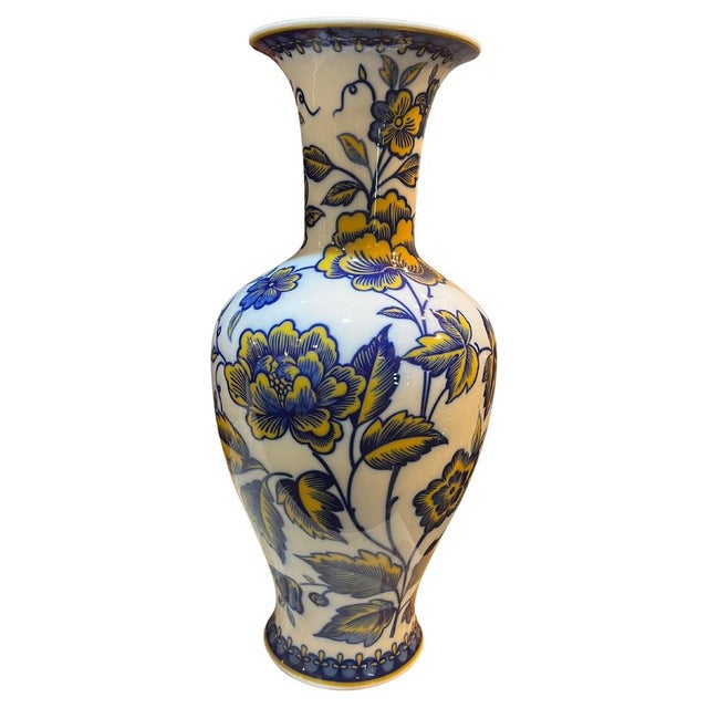Blue Mid-Century Bavarian Cobalt Blue and Yellow Porcelain Vase, Germany, 1950s For Sale - Image 8 of 8