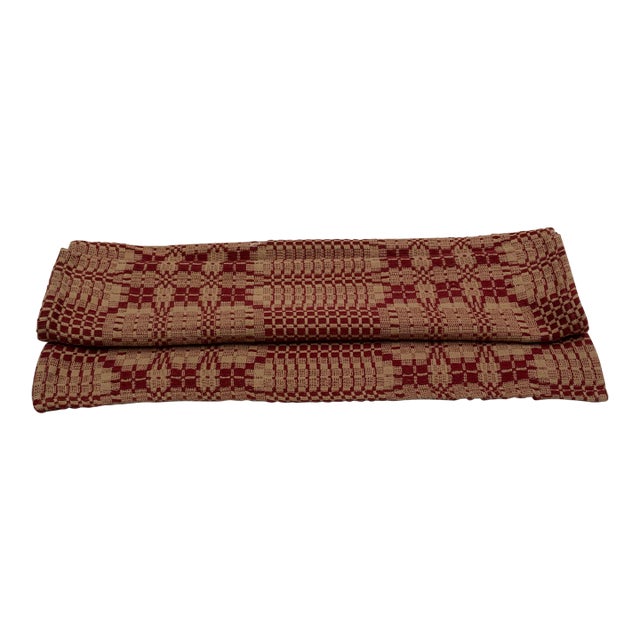 Early New England Textile Table Runner - Native American Inspired Pattern on Automated Loom Weaving For Sale