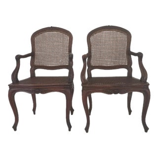 Antique Walnut and Cane French Side Chairs- Set of 2 For Sale