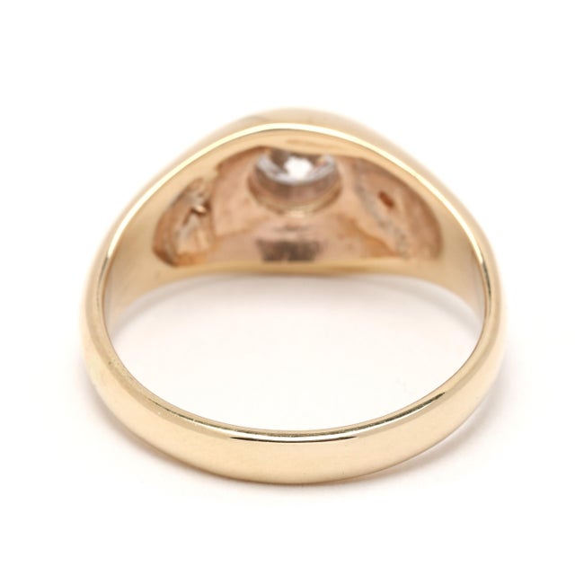 Modern 0.70ctw Flush Set 3 Diamond Ring, 14k Yellow Gold, Ring Size 7, Engagement For Sale - Image 3 of 5