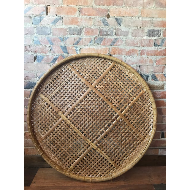 Extra Large Vintage Woven Rattan Tobacco Basket Chairish