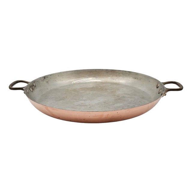 French Copper & Tin Paella Pan by Mauviel for Williams-Sonoma – 16" Rustic Grandeur For Sale
