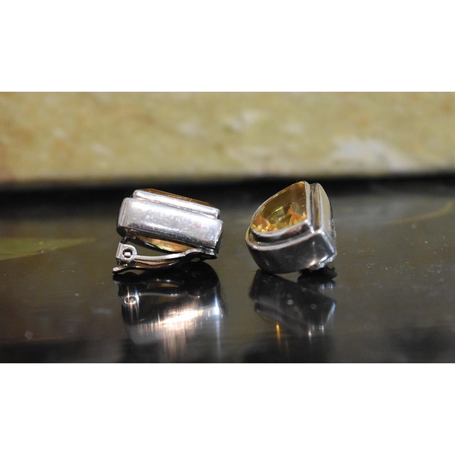 Lori Bonn Sterling Silver Citrine Clip on Earrings, Pair For Sale - Image 4 of 13