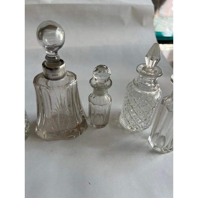 Vintage Collection of Miniature Glass Perfume Bottles With Silver Accents- Set of 6 For Sale In Atlanta - Image 6 of 11