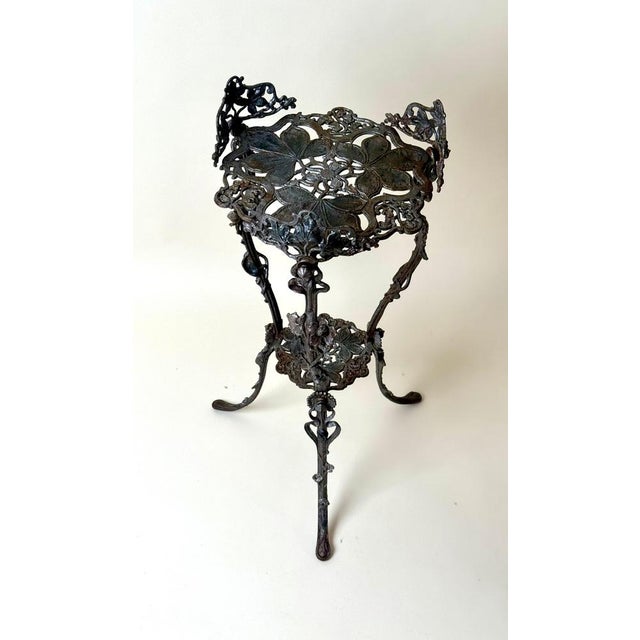 Art Nouveau Cast Iron Plant Stand with Chestnut Leaves, 1880s For Sale - Image 3 of 16