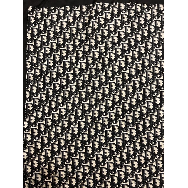 1980s Christian Dior Black Monogram Cotton Scarf For Sale - Image 5 of 6