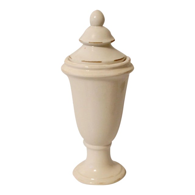French Ceramic Glazed Lidded Urn, 16 Inch Height For Sale