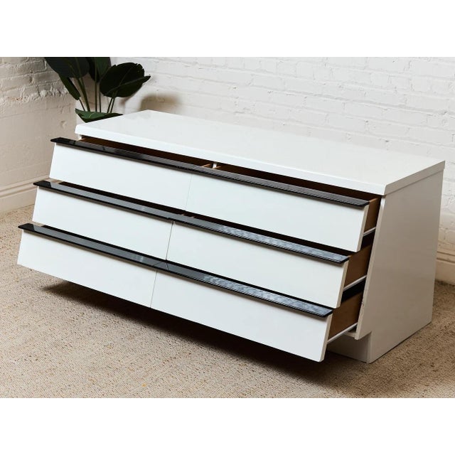 Mid 20th Century White Lacquer Dresser With Black Trim For Sale - Image 9 of 9