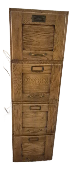 Antique Oak 4-Drawer Vertical Filing Cabinet