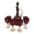 1960s Bohemian Glass Decanter Set, Ruby Red Cut to Clear- 7 Pieces For Sale