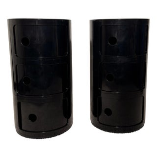 Pair of Black Kartell Componibili Storage Cabinets, Anna Castelli Ferrieri, Italy, 1970s For Sale
