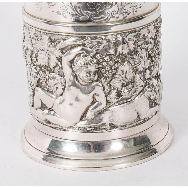 Antique Victorian Silver Plated Embossed and Engraved Mug from G R Collis, 1835 For Sale - Image 5 of 18