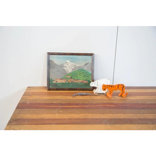 Mid-Century Modern Folk Art Landscape Oil Painting For Sale - Image 3 of 9