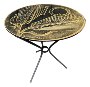 Dieci Lire Table in Brass with Lacquered Wood Top, Italy, 1950s