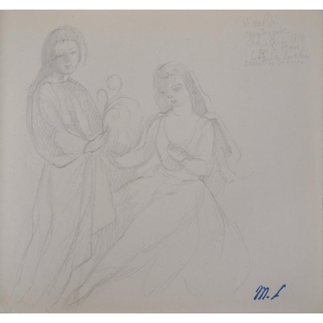 Marie Laurencin, Intimate Moment, Original Pencil Drawing For Sale - Image 7 of 7