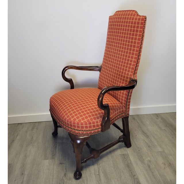Wood Pair of Vintage Century Furniture French Louis XV Revival Walnut Armchairs With Nailhead Trim For Sale - Image 7 of 15