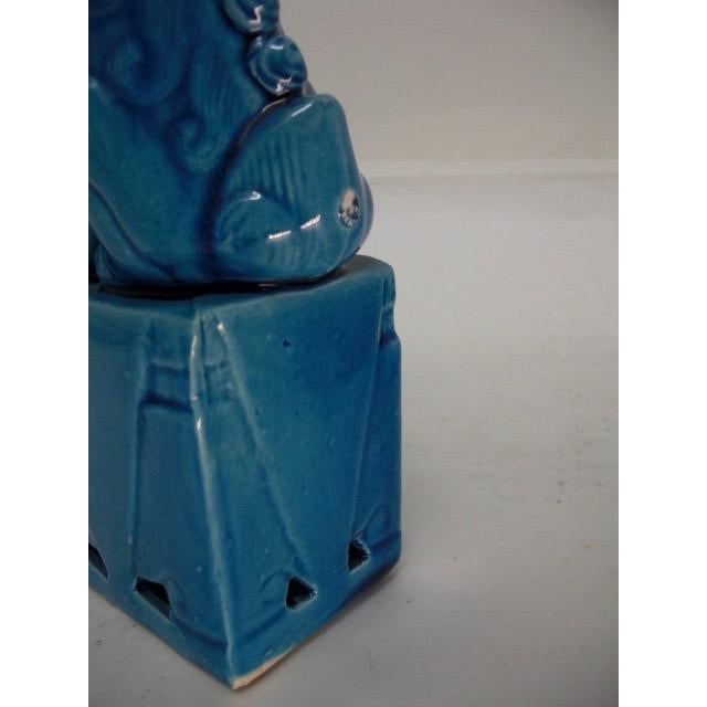 Vintage Turquoise Chinese Foo Dogs, Pair For Sale - Image 10 of 12