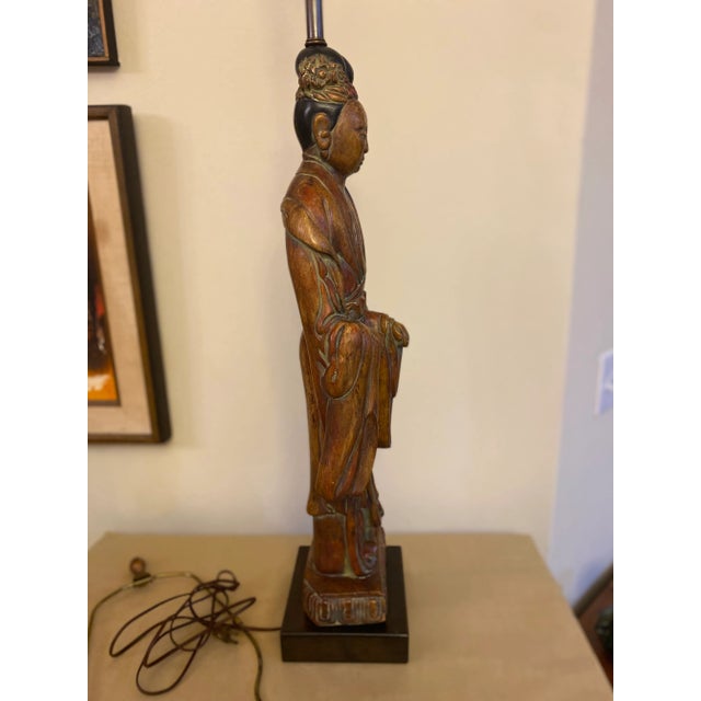 This beautiful lamp in the style of Frederick Cooper, represents the goddess Quan Yin, which means “she that hears the cry...