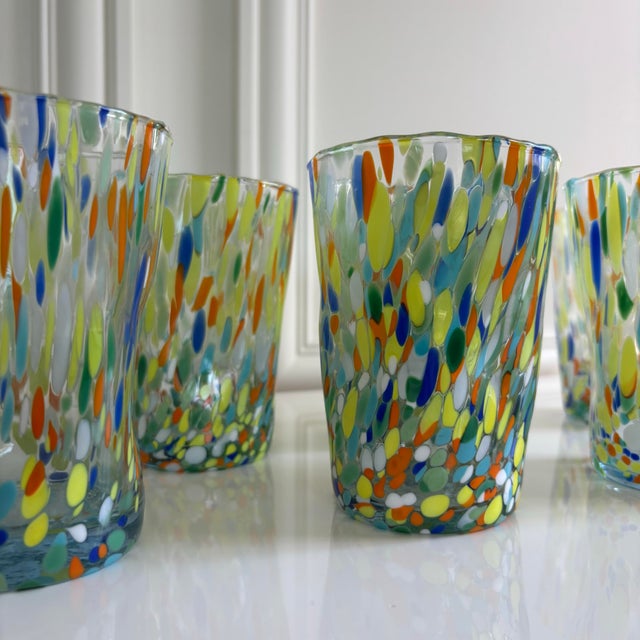 2020s Sunrise Multi Murano Style Millefiori Drinking Glasses Tumblers - Set of 6 For Sale - Image 5 of 9