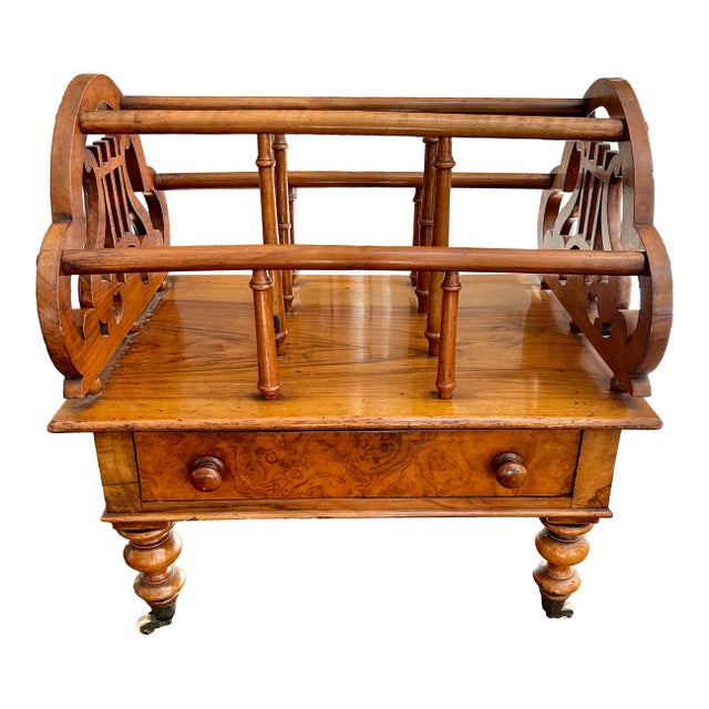 Antique Victorian Walnut Canterbury Stand For Sale