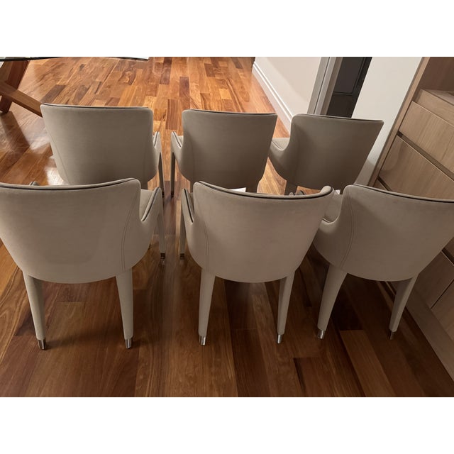 Located at New York, United States Acquired at Roche Bobois in 2014, they are fabric with a brown leather trim and...