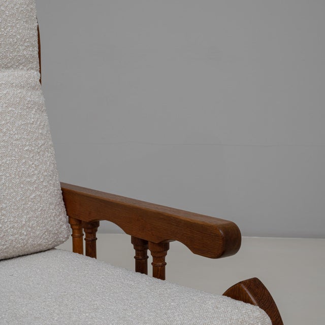 1970s French Brutalist Upholstered Armchairs with Carved Details - A Pair For Sale - Image 11 of 18