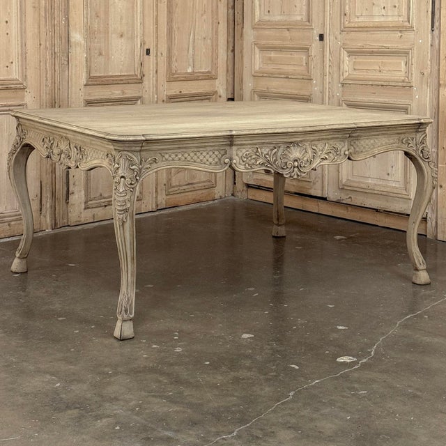 French Country Antique Country French Liégeoise Régence Stripped Oak Dining Table or Writing Desk For Sale - Image 3 of 18