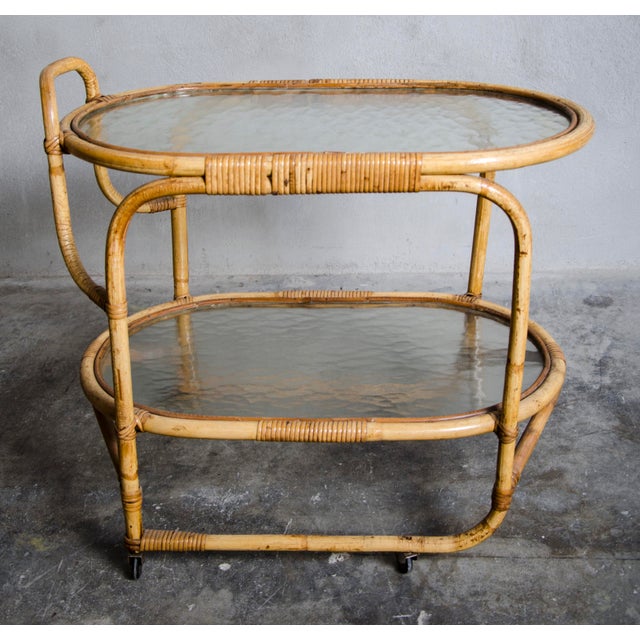 1960s Serving Trolley in Rattan from Rohé Noordwolde, 1960s For Sale - Image 5 of 7