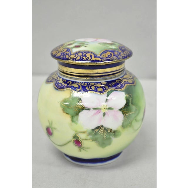 Antique I &Ec Co Japan Hand Painted Porcelain Cobalt Blue Covered Ginger Jar For Sale - Image 9 of 16