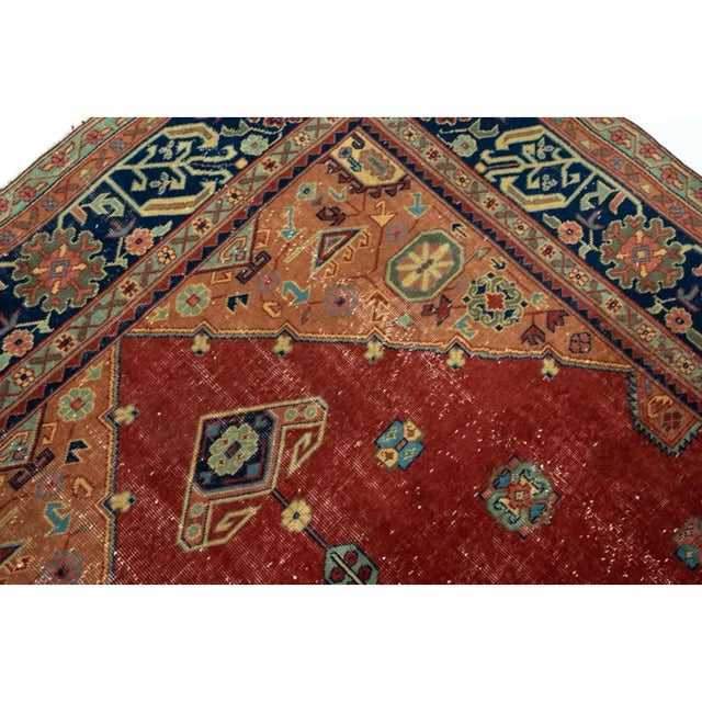 Antique Persian Serapi Heriz Red Medallion Rug For Sale - Image 10 of 12