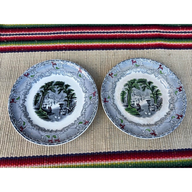 A Pair of Antique Staffordshire Transfer Decorated Ironstone Plates “Venus” Circa 1850's Made in Staffordshire, England by...