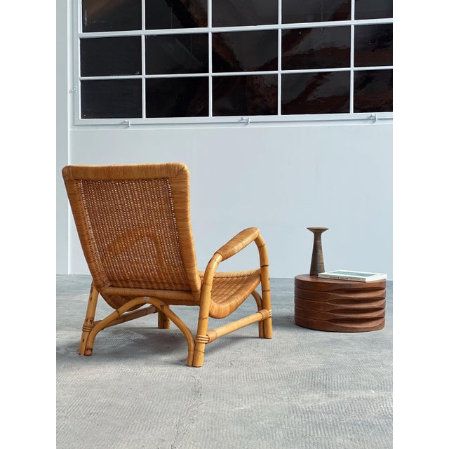 Brown Arco Rattan and Bamboo Armchair, Germany, 1960s For Sale - Image 8 of 17
