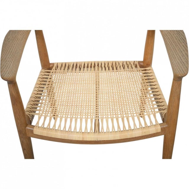 Vintage JH501 The Chair in Oak and Wicker by Hans Wegner, 1960s For Sale - Image 3 of 18