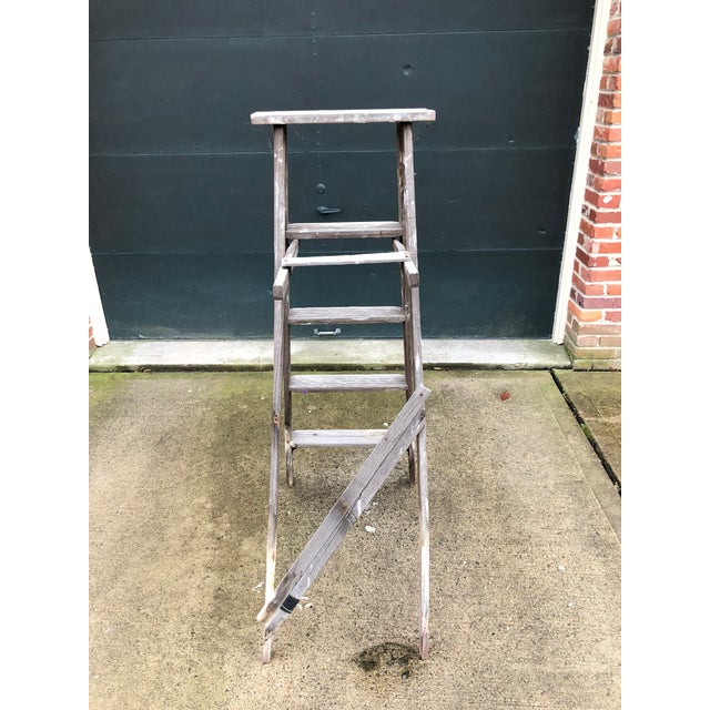 Vintage Rustic Wood Step Ladder Chairish