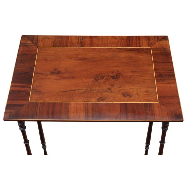 Brown Antique Nesting Tables in Mahogany with Yew Veneer Tops, 1800s, Set of 3 For Sale - Image 8 of 12