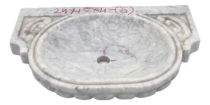 Banswara White Marble Wall-Mounted Sink With Carved Detail