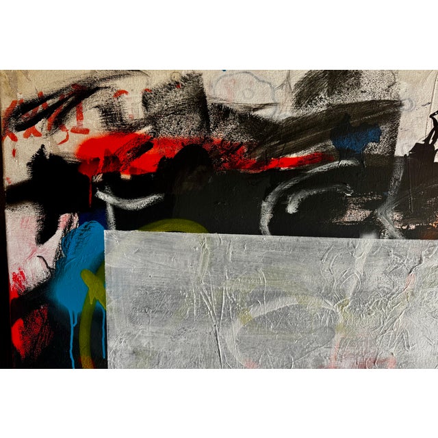 Large-format original painting by emerging street art duo LL&GD. "“Ghost Rider Study” Mixed media layered on stretched...