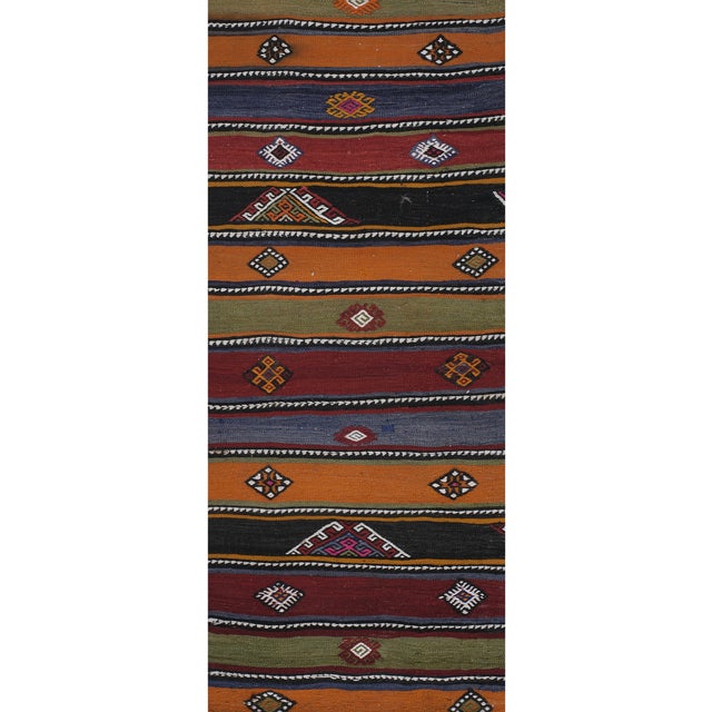Made of Natural Undyed Wool Early 20th Century Colorful Stair Kilim Runner 2'2'' X 19'4'' For Sale - Image 4 of 12