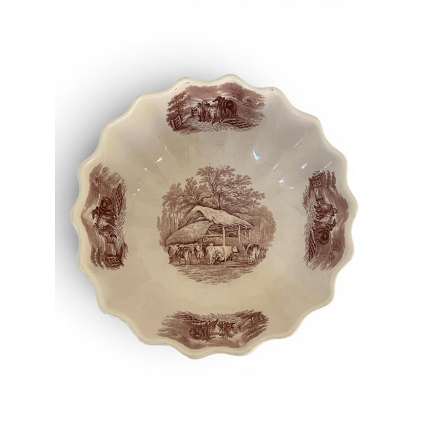 English Antique Copeland Duncan Rural Pastoral Scene Footed Bowl Circa 1850'5 For Sale - Image 3 of 10