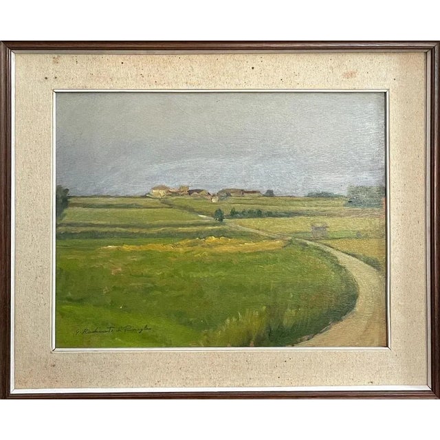 G. Radicati, Country Landscape, 20th Century, Oil Painting on Panel For Sale - Image 7 of 7